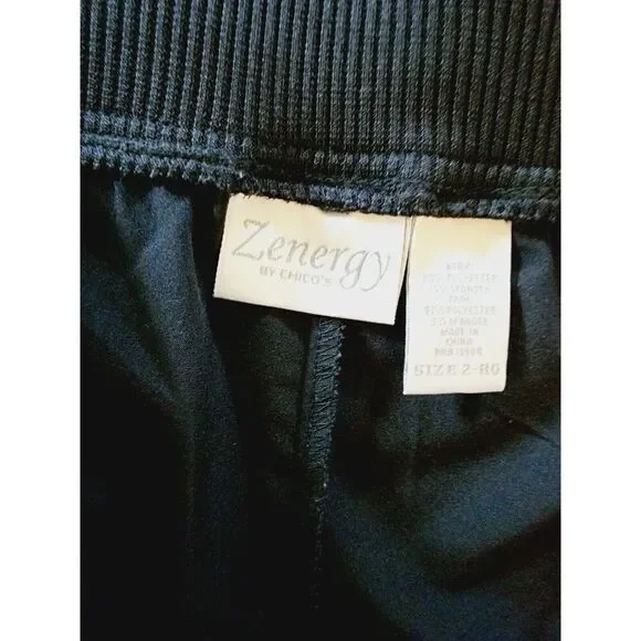 Zenergy by Chico's 2R Women's Black Pants (US L) Pockets Stretch Jogger Athletic - Picture 6 of 7
